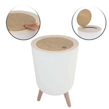 Imagem de Lixeira Resistente Branca De 8Litros Para Cozinha e Banheiro - JF INTE