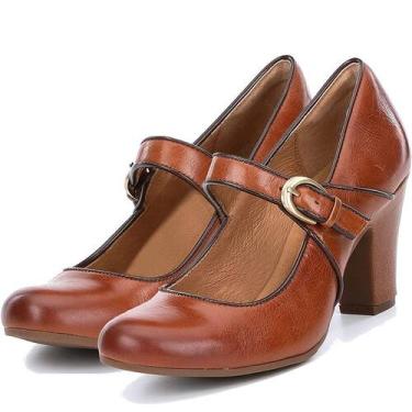 Imagem de Sapatos SHODENSE vintage de salto alto e robusto Mary Jane Orange