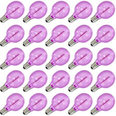 Imagem de Lâmpadas SUNSGNE G40 LED roxas, pacote com 25, 0,6 W, 120 V