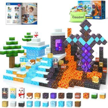 Imagem de Conjunto de blocos magnéticos Coodoo Frozen & Lava com 84 peças