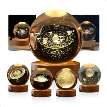 Imagem de Luminária De Mesa Luz de LED Bola De Cristal 3d Decoração Solar Galáxi
