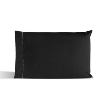 Imagem de Kit 02 Fronhas Percal 180 Fios Ponto Palito Dream 60% Algodão 40% Poliéster - Preto