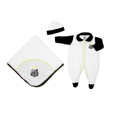 Imagem de Kit Bebê Santos Macacão Manta e Gorro Plush - Oficial