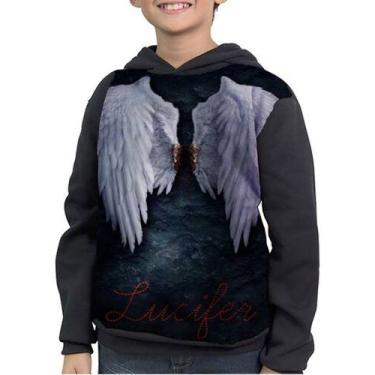 Imagem de Casaco Moletom Infantil Asas Lucifer Morningstar Anjo - smoke, Preto, 