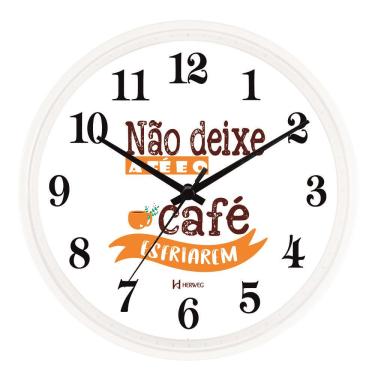 Imagem de Relógio De Parede Herweg Ref: 660148-021 Branco Fé e Café