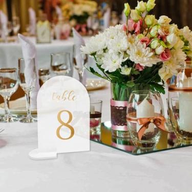 Imagem de Generic Placas de mesa de casamento 0-15, 12 x 17 cm, porta-cartões de lugar, porta-fotos para centros de mesa, festas de aniversário