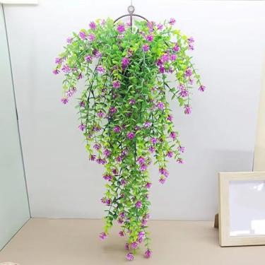 Imagem de Plantas falsas para pendurar, planta artificial, trepadeiras de eucalipto falsas para pendurar na parede, casa, sala de estar, decoração interna e externa (vermelho rosa, 76 cm)