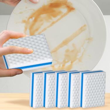 Imagem de 5 esponjas de limpeza de celulose resistentes - esfoliante ecológico e antiarranhões para cozinha, pratos, bancadas