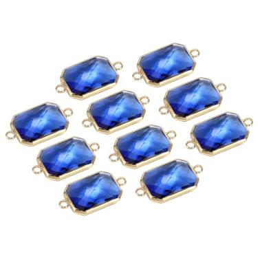 Imagem de Elo de conector de pedra do mês de nascimento, 10 peças de elos de diamante transparentes, joia de vidro retangular, achados de cristal para pingentes, colar, pulseira, brinco, azul escuro