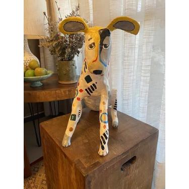 Imagem de Criação Própria - CP250001 - Estatueta - Cachorro Sentado - Papier-Mache - 39 cm de altura - 48 cm de profundidade - 20 cm de largura