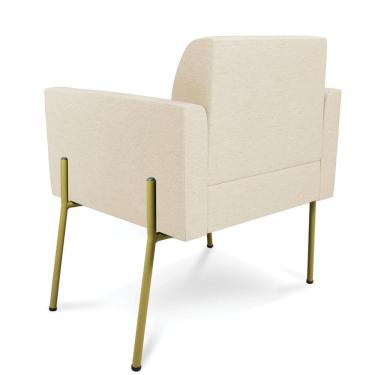 Imagem de Poltrona Pé De Ferro Dourado Para Escritório Kit 2 Marisa Linho Bege D03