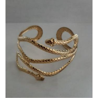 Imagem de Bracelete De Metal Dourado Cobra Espiral Luxo