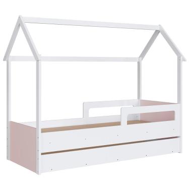 Imagem de Cama Infantil Casinha Com Auxiliar Infix C06 Branco-rosa - Mpozenato