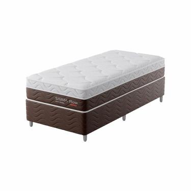 Imagem de Cama Box com Colchão Solteirão Sigma Flow (23x108x198) Marrom e Branco