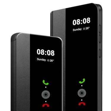 Imagem de Capa para Samsung S25 Ultra Flip Couro Transparente S-View [Janela Sensível ao Toque] para Samsung Galaxy S25 Ultra Capa de Telemóvel Smart Window Hard Flip Capa Protetora À Prova de Choque 5G S25