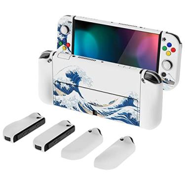 Imagem de PlayVital AlterGrips Capa protetora fina para Nintendo Switch OLED, capa ergonômica para Joycon, capa rígida encaixável para Switch OLED com tampas de aperto de polegar e tampas de botão - The Great