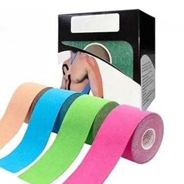 Imagem de Bandagem Elastica, Kit 2 Fita Bandagem Elástica Adesiva 5cm X 5m,Alivia A Dor Tape Fisioterapia(Kit 2 cor aleatorias)