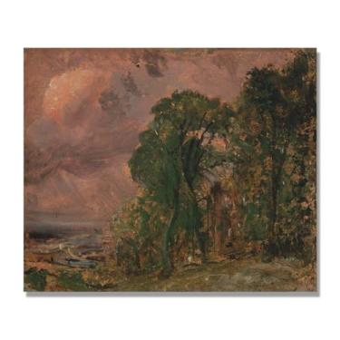 Imagem de NHLDZYH Arte de parede John Constable, (cenário tempestuoso), pôster de pinturas famosas, decoração de parede com impressão de imagem retrô romantismo. Apenas tela 60 x 72 cm - 23,6 x 28,3 pol