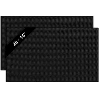 Imagem de Tioncy 2 peças de tapete de bar para bancada, 71 x 40,6 cm, antiderrapante, borracha, café, bar, serviço, para barman, pratos quentes, restaurantes, barbearia, tosqueiras, almofadas quentes, preto