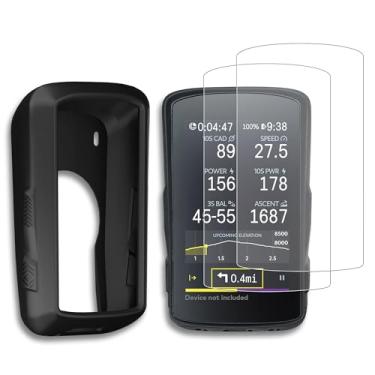 Imagem de INNOSURE [Pacote com 3] Capa de silicone x1, protetor de tela de vidro temperado fosco 8 cm x2 para Hammerhead Karoo 2 K2, antiqueda, antiestático, antiderrapante, durável, antirreflexo