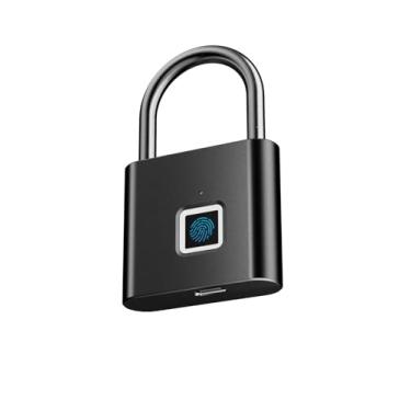 Imagem de NexusLab Cadeado de combinação de impressão digital IP67 à prova d'água, 10 impressões digitais, manilha de aço inoxidável para viagens, armário de academia e portões ao ar livre (recarregável)