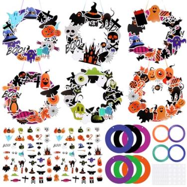 Imagem de Gersoniel Conjunto de 25 kits de artesanato de guirlanda de Halloween para estudantes, artesanato de papel, abóbora, fantasma, chapéu de bruxa, enfeite para pendurar para sala de aula, atividades de