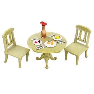 Imagem de Conjunto de móveis de casa de bonecas em miniatura, mesa de jantar red