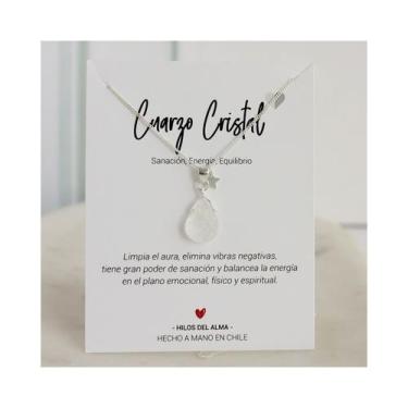 Imagem de Colar de prata 925 com cristal de quartzo, pedra natural - Lightbek Of