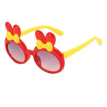 Imagem de Pacote com 1 óculos de sol redondos para crianças, jovens, armação em forma de coelho, pingentes de margarida ao ar livre para festas na praia, Vermelho