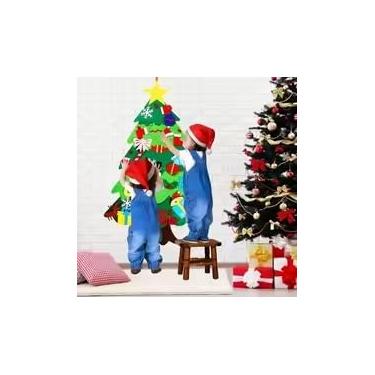 Imagem de Kit de Decoração Natalina, 33 Peças em Feltro Verde, Árvore de Natal Artesanal para Parede, Decoração Festiva para Casa, mantém as crianças entretidas por horas
