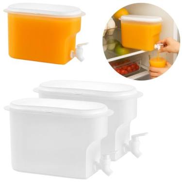 Imagem de 2 Suqueiras P/ Geladeira Com Torneira e Tampa Branca 3L - Top