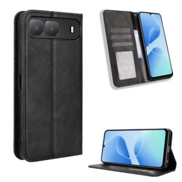 Imagem de Kukoufey Compatível com capas de telefone Tecno Spark Go 5G 2025, capa protetora flip de couro PU compatível com Infinix Hot 60i 5G X6730 capa preta