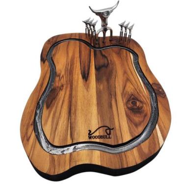 Imagem de Tábua de Churrasco com Garfo Tridente e Garfo Petisco - WOODBULL