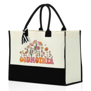 Imagem de PQV Grandma Aunt Mother in Law Mom Godmother Gifts Waterproof Canvas Tote Bag Bolsa de praia para mulheres aniversário Natal, Madrinha floral, Large
