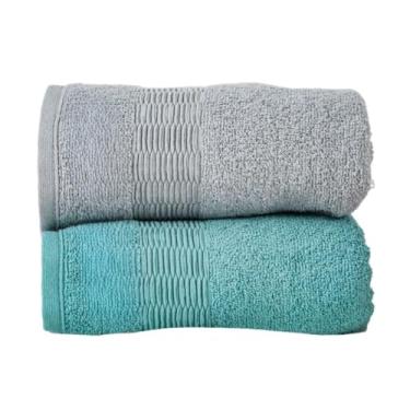 Imagem de Toalha de Banho Gigante, Kit 2 Toalhas Banhão Banho Gigante 72x130cm 460g(Prata e Verde)