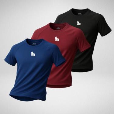 Imagem de Kit 3 Camisetas Dry Fit Masculinas Tecido Toque Gelado e Frio Macio Ac