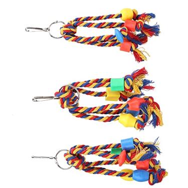 Imagem de Tnfeeon Brinquedo para Mastigar Pássaros, Corda de Algodão Macio para Pássaros Pequenos, Incentiva o Exercício, Design Amigável Ao Bico, Diversão Interativa, 9 Polegadas de Comprimento, Suporte para