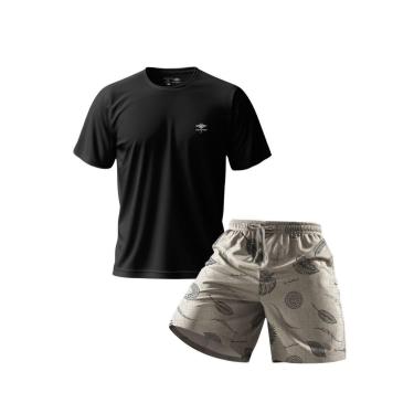 Imagem de Conjunto Masculino Short Estampado Praia E Camiseta Dry Academia Verão Básica Casual-Masculino