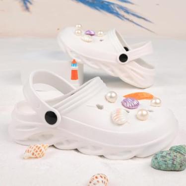 Imagem de Sapatos aquáticos clássicos para meninos e meninas com estampa de jardim, sandália Beah, Branco, 8.5-9 Toddler