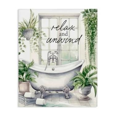 Imagem de Stupell Industries Arte de parede em tela Relax Unwind Bath & Folhagem, design por Lettered and Lined, 76 x 61 cm