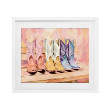 Imagem de Stupell Industries Botas pintadas trio impressão emoldurada branca sob vidro, design por Kim Allen, 43 x 53 cm
