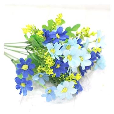 Imagem de Flores artificiais Buquê de flores artificiais com margaridas gerbera, para decoração jardim doméstico, arcos casamento, parede, buquê noiva(G)