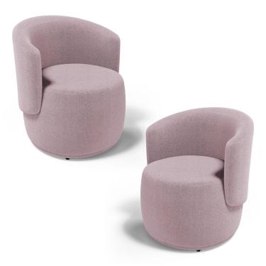 Imagem de Kit 02 Poltronas Decorativas Aisha Orgânica Bouclê Rosê - Abmaza