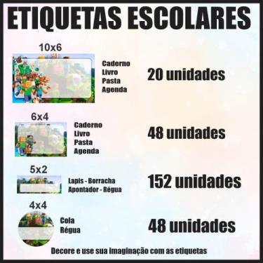 Imagem de Etiqueta Adesiva Escolar em Vinil Tema Personagem Diversos - Dekal Dec