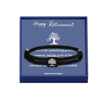 Imagem de Pulseira Happy Retirement com árvore da vida, presentes exclusivos de aposentadoria para mulheres, homens, mãe, tia, avó, professor, chefe, colega de trabalho, One Size, Aço inoxidável, aço inoxidável
