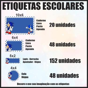 Imagem de Etiqueta Adesiva Escolar em Vinil Tema Personagem Diversos - Dekal Dec