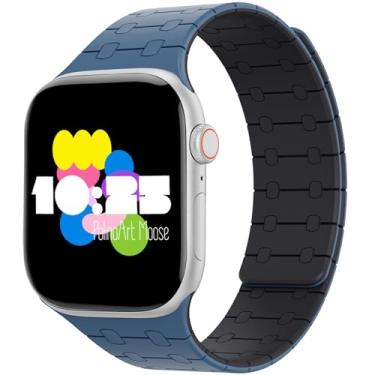Imagem de Pulseira magnética de silicone para Apple Watch Ultra 1, 2, 3, séries 11, 10, 9, 8, 7, 6 (49/46/45/44/42 mm) – pulseira ajustável para Apple Watch com ímãs – lindas pulseiras femininas para Apple