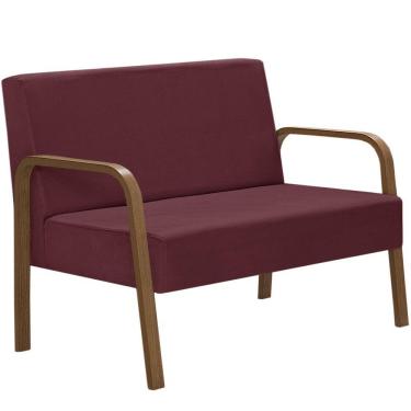 Imagem de Poltrona Namoradeiras Jade Braço Madeira Suede Bordô