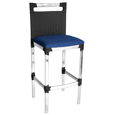 Imagem de Banqueta Alta Vigor Em Alumínio E Fibra Sintética Preto/azul