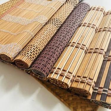 Imagem de Jogo Americano Kit 6 Peças Bambu Caramelo Fácil Limpeza Mesa Posta